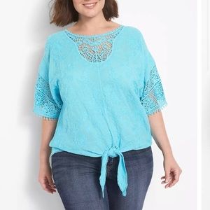 Lane Bryant Tie Hem Crochet Top size 22 EUC